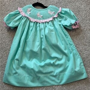 Aqua and Pink Kids Easter Dress